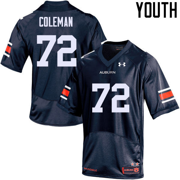 Auburn Tigers Youth Shon Coleman #72 Navy Under Armour Stitched College NCAA Authentic Football Jersey USC2174PX